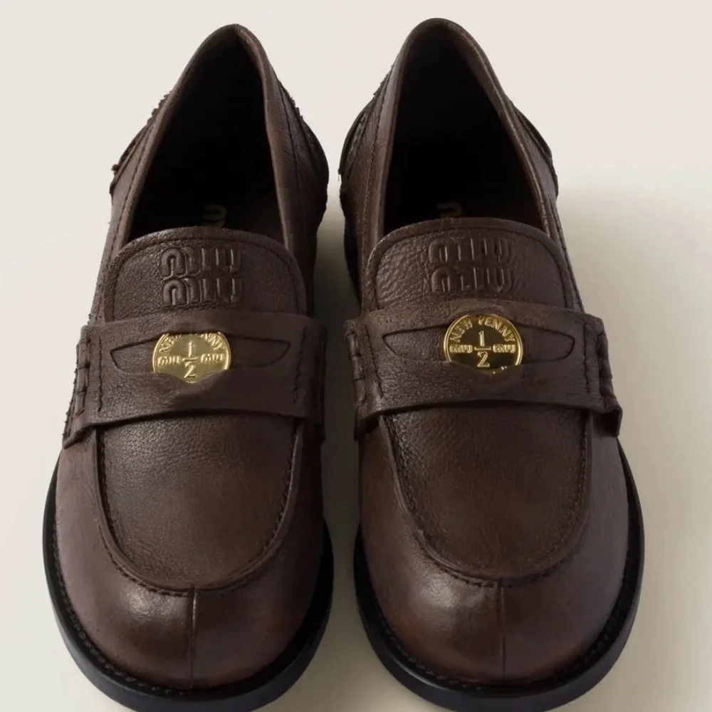 Miu Miu Calfskin penny loafers 38 cocoa brown - Picture 3 of 9